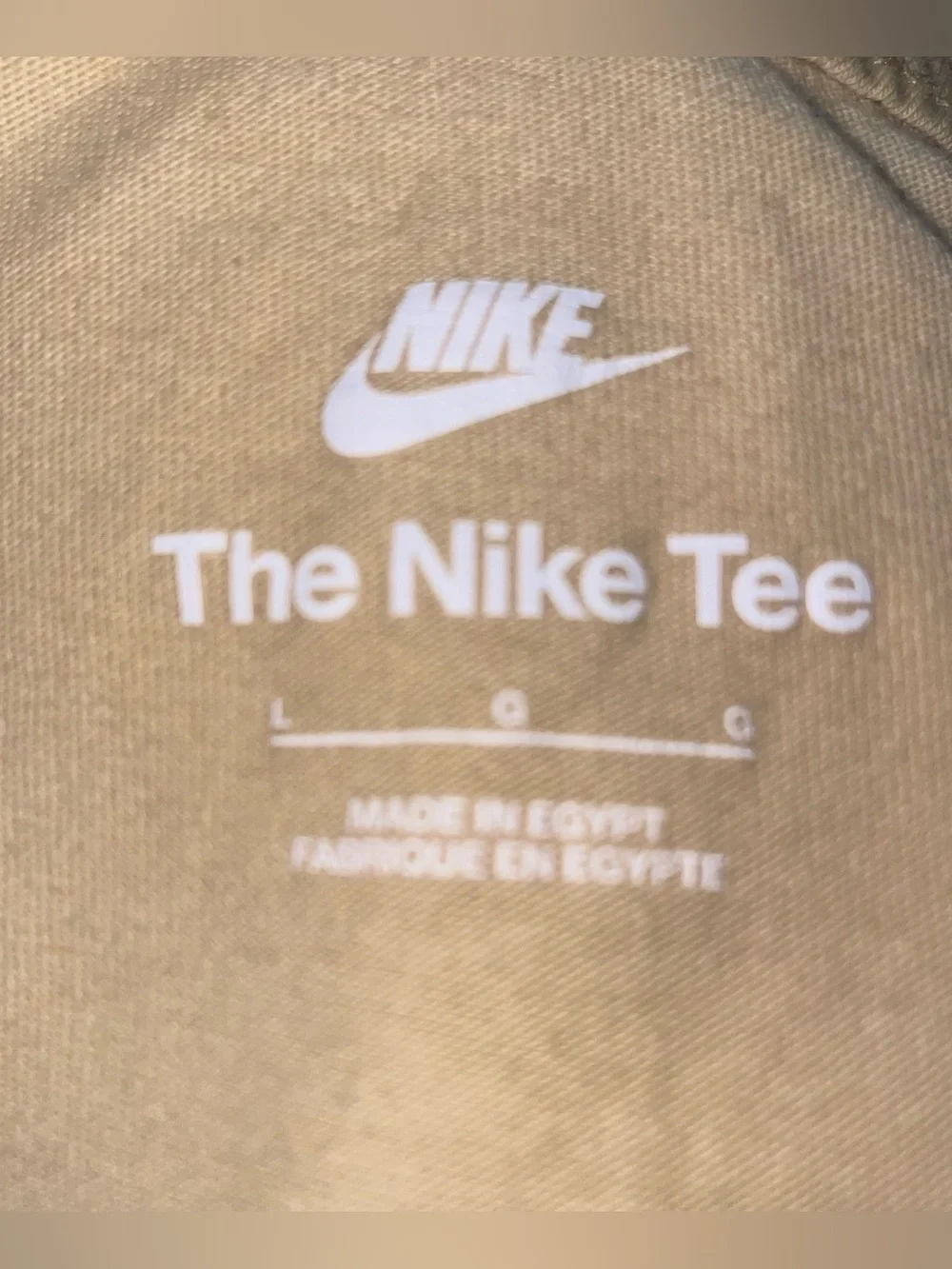 The Nike Tee L Pale Yellow Camouflage Pink Brown White Graphic Logo 100% Cotton
